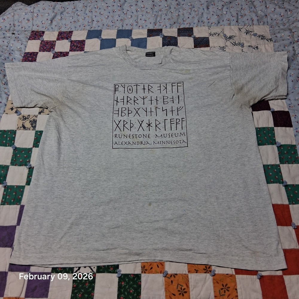 Vintage Runestone Museum Alexandria Minnesota T Shirt Size XXL Gray